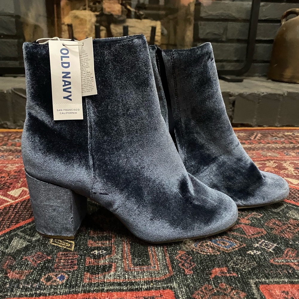 Light blue suede booties. Size 6. Never been worn!